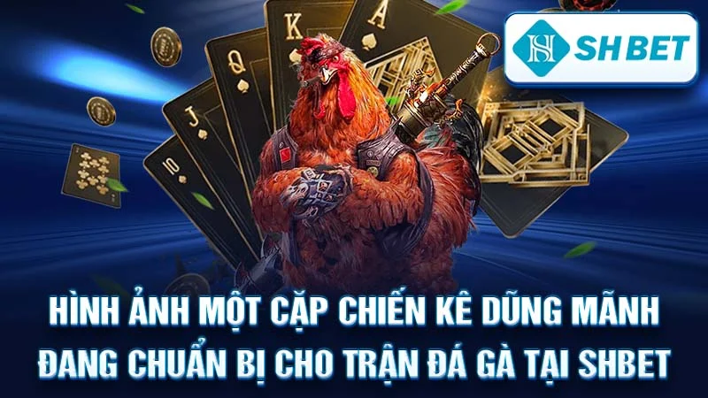 Hình ảnh một cặp chiến kê dũng mãnh đang chuẩn bị cho trận đá gà tại SHBET